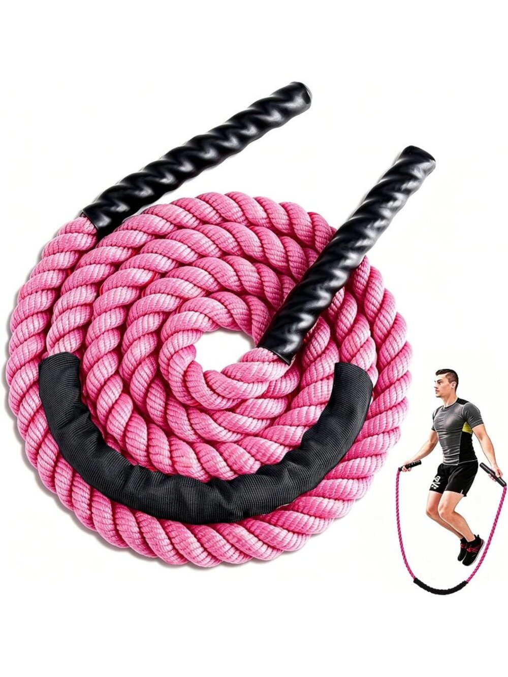 Heavy Weighted Jump Pink Rope Adult Exercise Fitness Skipping Battle Rope